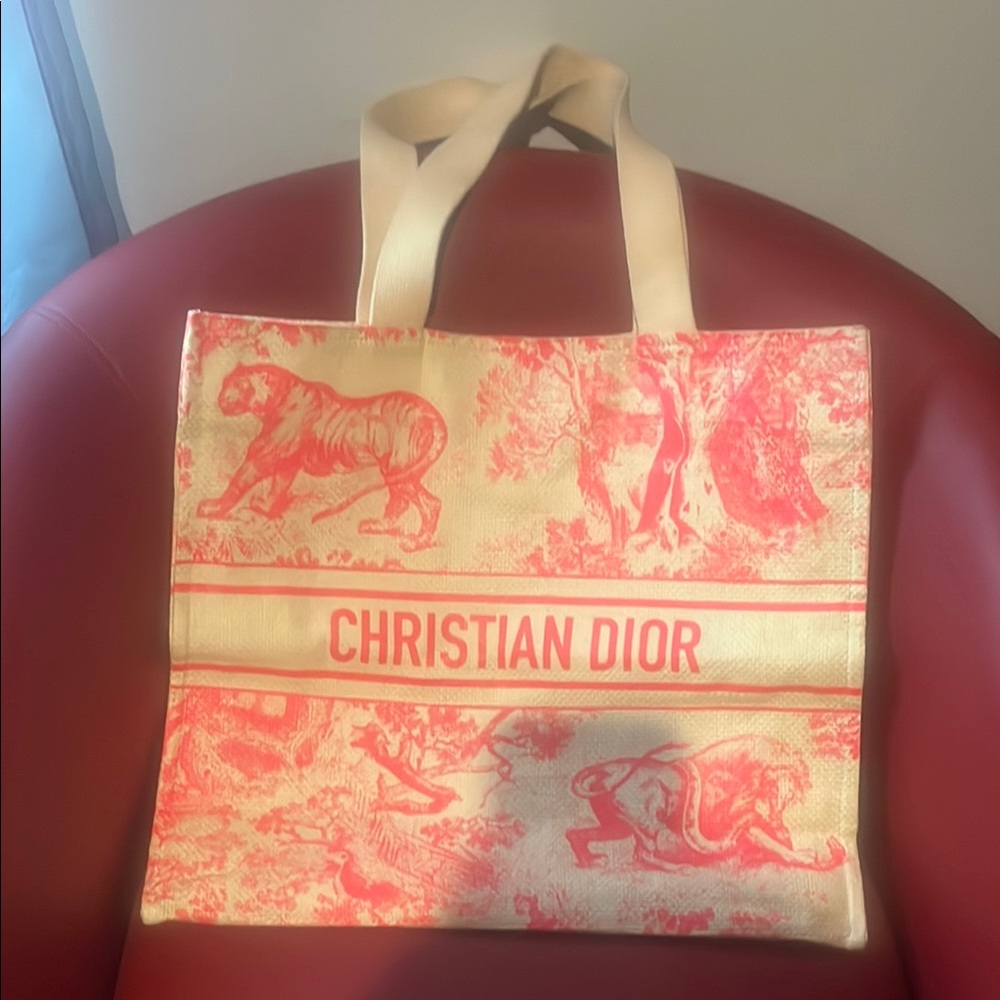 Dior Red and Cream Dioriviera Tote